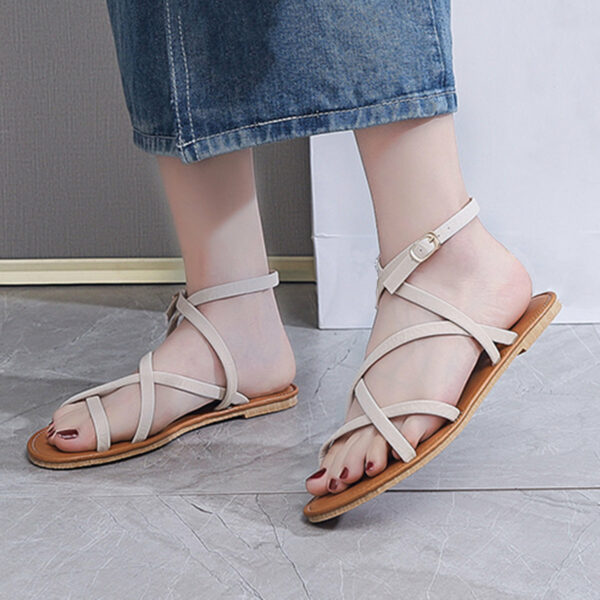 Crisscross Strappy Flat Sandals Open Toe Ankle Strap Sandals - Image 16