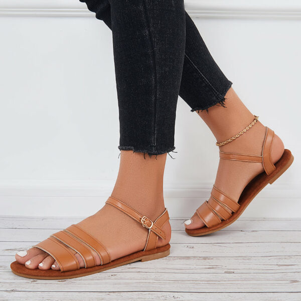 Women Flat Sandals Open Toe Ankle Strap Sandals - Image 2
