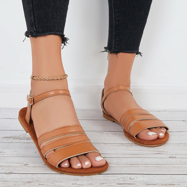 Women Flat Sandals Open Toe Ankle Strap Sandals - Image 3