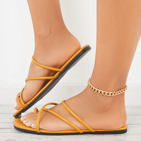 Open Toe Ring Slide Sandals Crisscross Flat Beach Slippers - Image 9