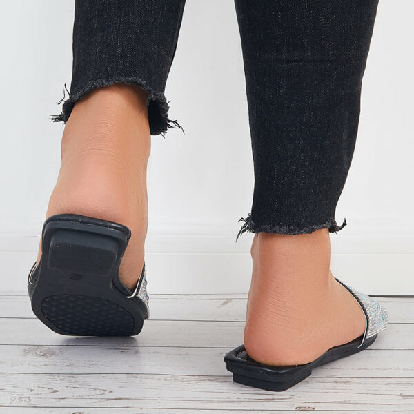 Rhinestone Slide Sandals Shiny Round Toe Flat Slippers - Image 6